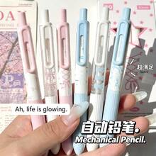 4pcs Little Pudding Ballet Mechanical Pencils, Bow Design, Anti-Breakage 0.5mm Lead, Pink And Blue For Girls - Mechanical Pencil - View 8