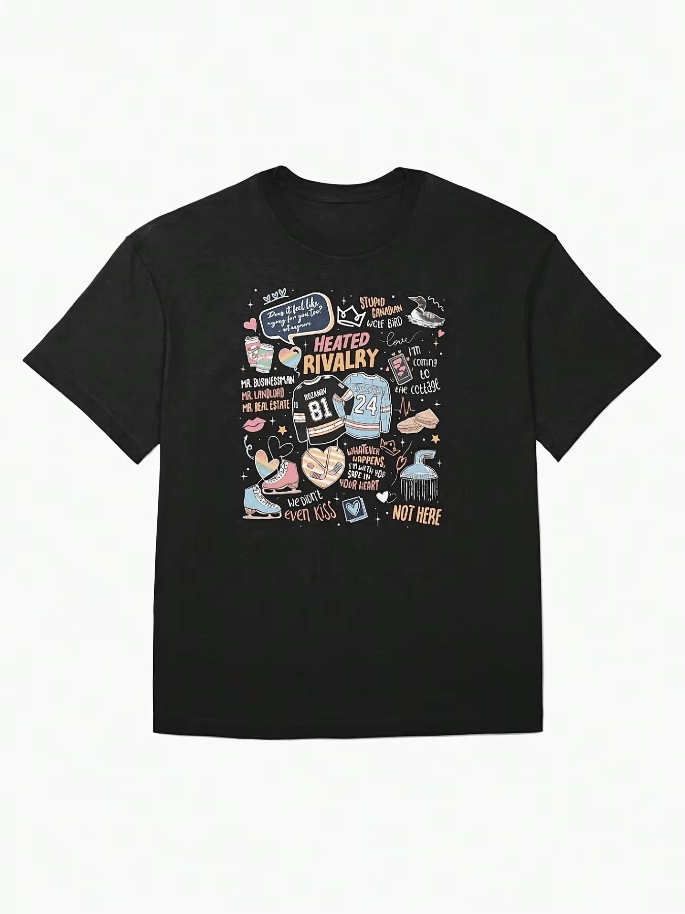 Garrett Graham And Dean Di Laurentis Off-Campus Casual Short-Sleeve Printed T-Shirt For Women - 黑色 - 查看 1
