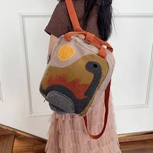 Fashion Casual Dinosaur Backpack With Dinosaur Embroidery Patchwork Design - Multicolor - View 7