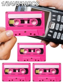1pc Pink Cassette Tape Official Credit Card Sticker Privacy Protection Card Skin, Simulated Cassette Birthday Gift PVC Material Anti-Fingerprint Anti-Scratch Wear-Resistant Card Sleeve, Card Protector, Suitable For Men, Women, Couples, Small Chip Card, Bank Card Decoration Sticker, Credit Card, Transportation Card, Student Campus Card Personalized DIY - Type a - View 2