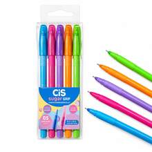 Caneta Esferigrafica Cis Sugar Cap 1.0mm Corpo e Escrita em Tons Pastel Blister com 5 - Multicolorido - Visão 2