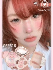 CHEERFLOR Palet Eyeshadow Gaya Retro Barat 5 Warna dengan Cermin, Eyeshadow Matte dan Shimmer, Pigmentasi Tinggi, Tahan Lama, Tekstur Halus, Desain Baki Dalam yang Elegan, Termasuk Highlighter dan Blush, Palet Makeup All-in-One - #CFR316 - View 3