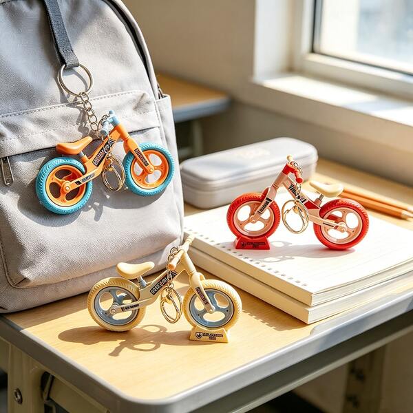 1pc Cute Mini Balance Bike Keychain, Detachable Assembling Bicycle Model Pendant, Sliding Stress Relief Toy, Kawaii Macaron Color Backpack Charm, Couple Gift Car Decoration Ornament