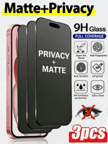 3pcs, Matte Anti-Peeping Screen Protector, Matte Screen, Silky Touch, Anti-Peeping Protection, Side Invisible, Electroplated Oleophobic Layer, Anti-Peeping, Waterproof, Oil-Resistant, Anti-Fingerprint. Suitable For Office, Outdoor, Travel And Other Scenarios. Compatible With IPhone Ultra/18 Pro Max/18 Pro/18/17E/17 Pro Max/17 Pro/17 Air/17/16e/16 Pro Max/16 Pro/16 Plus/16/15 Pro Max/15 Pro/15 Plus/15/14/13/12 And Other Models - Black - View 26