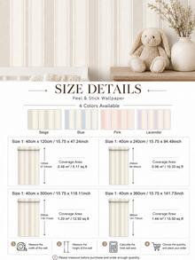 SUPSTICKER Macaron Color Vertical Striped French Vintage Wallpaper, PVC Vinyl, Self-Adhesive Removable, DIY Peel And Stick, Suitable For Cabinets, Drawers, Laundry Area Renovation - 1PC - View 3