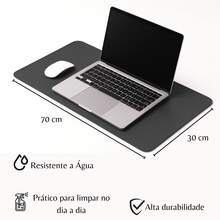 Desk Pad Grande Preto Feltro Costurado Básico - Preto - Visão 2