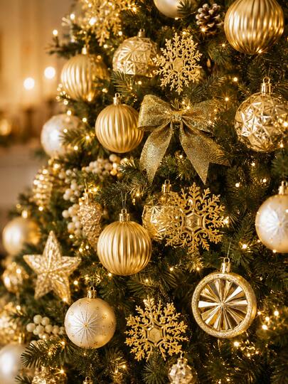 40/8/1pc Gold Christmas Ball Decoration Set, Christmas Tree Decor, Christmas Party Supplies, Christmas Decoration, Home Decor Set, Suitable For Decorating European And American Christmas Party Table, Christmas Tree, Christmas Staircase Garland, Fireplace Wreath, Entrance Door Decoration, Christmas Tree, Holiday, Wedding, Home Decor, Christmas Ornament, Christmas Party Supplies, Room Decor, Christmas Tree Hanging Decor, Window Display, Gift Wrapping Accent