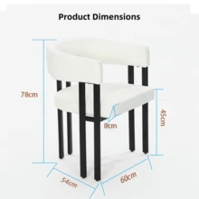 Dining Chair Beige Faux Leather - Curved Back With Armrests - Ideal For Kitchen, Living Room - Beige - View 7