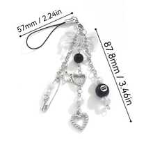 1Pc Sweet Y2K Style Bow Beaded Chain Keychain Cute Safety‑Pin Heart Star Charm Handmade Bag Pendant Daily Backpack Decor Accessory - Multicolor - View 5