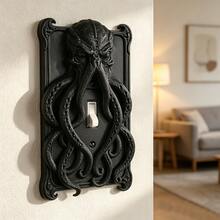 1pc 3D Printed Plastic Gothic Style Switch Panel, Halloween Octopus Medusa Creative Wall Decor Personalized Outlet Cover - Multicolor - View 2