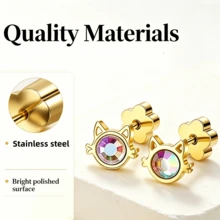 SHZYLN 1 Pair Cute Cat‑Shape Screw‑Back Piercing Stud Earrings, Delicate Ear Ornament, Fashion Accessory For Daily Wear, Dating And Holiday Present - Cat Stud Earrings - View 4