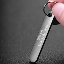 1pc Personalized Engraved ID Keychain, Custom Name & Phone Number Stainless Steel Key Tag, Anti-Lost Car Key Ring, Unisex Customized Text Keychain Gift - Multicolor - View 6