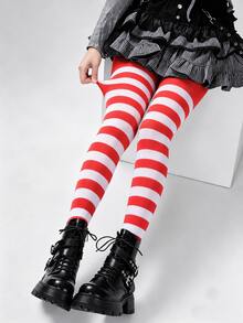 1/4 Pair Women's Striped Tights Set, Elastic Patterned Pantyhose, Suitable For Halloween, Christmas Party And Cosplay Costume - Multicolor - View 6