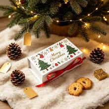 16pcs Multi-Style Cute Christmas Gift Boxes With Ribbon, Empty Paper Gift Packaging Boxes With Christmas Tree And Bell Patterns, Foldable, Suitable For Candy, Cookies, Chocolate Holiday Gift Packaging, Perfect Christmas Gift For Friends And Family - Multicolor - View 8