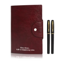 A5 PU Leather Budget Binder Notebook, Three Sets Of Internal Pages Totaling 200 Pages Refillable Travel Journal, Elastic Band Closure, Multi‑Colors, Free 2 Pcs Black Gel Pens, Loose‑Leaf Planner Notebook For Daily Work Study - Multi-color - View 11