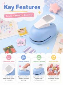 1PC Large Hand Journal Embossing Tool, Stamp Border Decorative Punch, Essential Tool For DIY Creative Gift Making, Portable Die-Cut Scrapbooking Set - Blue - View 8