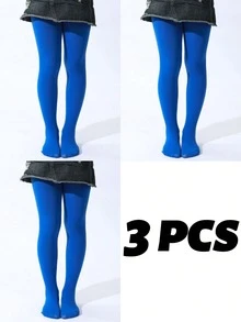3pcs Plain Colored Kids Dance Stirrup Tights, Soft & Comfortable Leggings For Dance Practices, All Season - Multicolor - View 39