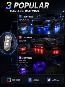 GLANBERT مجموعة إضاءة تحذيرية LED صغيرة للدراجة النارية، مؤشر RGB، إضاءة إشارة، تحكم عن بعد عبر USB، مقاوم للماء، للسيارة والطائرة بدون طيار، إضاءة تحذيرية للسلامة - مصباحان LED للطائرة - مشاهدة 8
