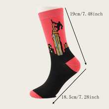 1/2 Pairs American Vintage Printed Mid-Calf Socks, Personalized Streetwear Men's Casual Long Socks, Y2K Neon Creative Cartoon Socks, Versatile Fashion Mid-Calf Slouch Socks - Multicolor - View 8