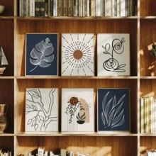 6pcs Set Modern Minimalist Wall Art Posters, Minimalist Style Framed Gallery Wall Set, Boho Prints Collection, Neutral Boho Comfortable Wall Decor, With Or Without Frames, Room Decor, Home Decor, Dorm, Hotel, Living Room, Bedroom, Bathroom, Office Wall Decoration Gift - A - View 3