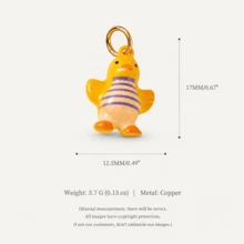 1pc Cute Animal Pendant, Exquisite Cartoon Style, 14k Gold Plated Copper Material, Suitable For DIY Creative Necklace, Bracelet, Earrings, Bag Chain, Keychain, Waterproof And Sweat-Resistant, Suitable For Daily Casual Wear - Multicolor - View 9