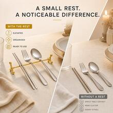 1pc/2pcs Stainless Steel + Zinc Alloy Chopstick Holder/Chopstick Rest | Suitable For Dining Table, Reusable Chopstick Placement Device, Suitable For Spoons, Forks And Other Tableware, Suitable For Kitchen, Home, Restaurant, Cafe, Office And Other Places. - Multicolor - View 9