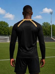 1pc Men's Long Sleeve Black Chain Pattern Anime Munich Football Jersey, Customizable Name, Number, Logo, Team And Sponsor, Suitable For Club, Team And Fan Gifts, Sports/Casual - Black - View 3