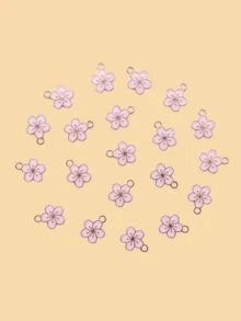 20pcs Fashion 3D Zinc Alloy Random Color Oil-Drip Fresh Cherry Blossom Pendant Small Flower Necklace Bracelet Earring Charm DIY Jewelry Accessories - Cherry Blossoms - View 8
