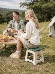 Portable Folding Stool, Durable Foldable Plastic Small Stool With Built-In Handle, Non-Slip Compact Folding Stool, Suitable For Home Indoor, Camping, Fishing, Picnic And Outdoor Travel - Multicolor - View 6