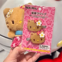 SANRIO 2pcs Cute Black Skin Version "Hello Kitty" Hair Clips, Beautiful And Adorable Cartoon Hairstyle Side Hair Clips, Creative Headwear, Suitable As Birthday Gift (Hand-Dyed, Minor Imperfections That Do Not Affect Use) - One Size - View 5