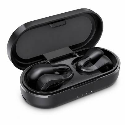 Fone Bluetooth True Wireless Clip Earphone Condução Óssea Esportivo TWS Sem Fio Microfone HD Estojo Recarregável Bluetooth