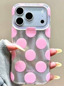 Shiny Sequin Polka Dot Asymmetrical Water Ripple Glossy IMD Phone Case, Compatible With IPhone 18 Pro Max 18 Pro 17 Pro Max 17 Pro 16 Pro Max 15 Pro Max 14 Pro Max 13 Pro Max 16 15 14 Plus 13 12 Pro 11, Cute Pink Glossy Soft Shell, Fashion Y2K Girl Gift - Pink Polka Dots - View 3