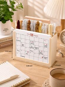 Set Kalender Perencana Kreatif Baru 2027 dengan Tempat Pena dan Kartu (Kalender Oktober 2026 - Desember 2027), Dekorasi Meja Kantor, Organizer Penyimpanan Catatan dan Tanda Tangan Multifungsi, Perlengkapan Kantor untuk Perencanaan dan Manajemen - A - View 8
