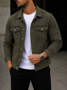Men's Iron Button Twill Jacket - Verde militar - Ver 3