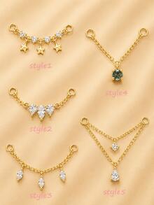 1pc 925 Sterling Silver Star Pendant Agate DIY Accessory Earring, Vintage Gift For Women, Suitable For Wedding, Party, Back To School Season And Other Occasions - Gold - View 1