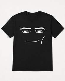 2026 New Summer Y2K Unisex T-Shirt, Cartoon Robot Face Graphic Tee, Funny Crew Neck Short Sleeve Shirt, Harajuku Casual Top For Women Men, QTQA - 黑色 - 查看 15