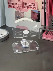 1pc New High Transparency Acrylic Tablet Stand, Multi-Function 360° Rotatable Folding Stand, Adjustable Metal Portable Monitor Stand - Transparent Phone Stand - View 7