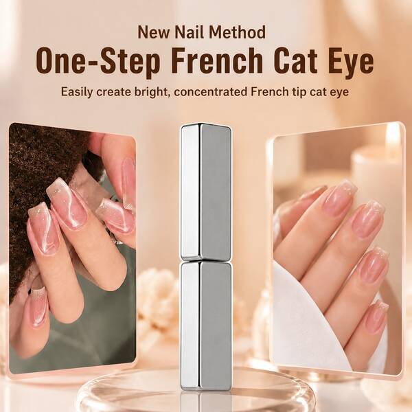 2/5/12pcs Cat Eye Nail Art Magnet Set, Double-Ended French Magnet Rod, Suitable For Gel Nail Polish, Square Magnet Rod, Satin Effect, DIY Nail Art