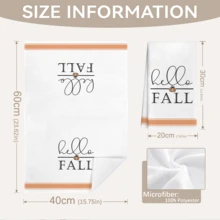 MEMNUN 2 Pcs Orange & White Plaid Maple Leaf Pumpkin Print Kitchen Towels Dish Cloths, Ultra-Fine Microfiber Polyester Material, Hello Fall Autumn Decor Hand Towels Thanksgiving Home Fabric Hanging Towels, Home Decor, Kitchen Decor, Fall Decor, Suitable For Restaurant Kitchen Home Decoration And Gift Giving, 40*60cm/45*70cm - Multicolor - View 5