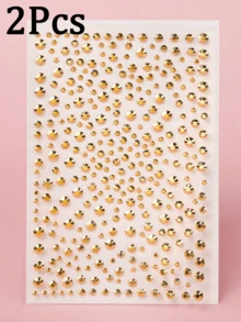 1包325颗金色闪亮水钻贴纸，闪光水钻眼妆贴纸，美容产品，面部装饰，适用于派对、表演、化装舞会、美甲和DIY手工、演唱会妆容、面部宝石 - 彩色 - 查看 7