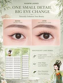 WANPIN WAN PIN Moon Goddess Lower Eyelashes, Realistic Natural Thick Short Segmented False Eyelashes, 10 Rows Large Capacity, 6mm Length, Natural Fit Without Discomfort - C - View 3
