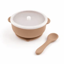 Vajilla de silicona para bebé, cuenco de alimentación para bebés con tapa y cuchara suave de silicona - Multicolor - Ver 7