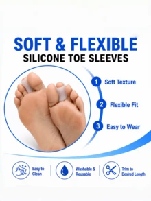 QKC 5 Pairs Soft Silicone Toe Caps, Flexible Trimmable Washable Reusable Design, Suitable For Men And Women - White - View 2