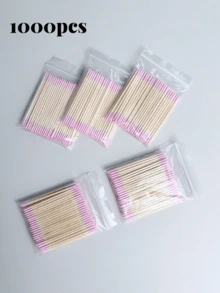 100支/包雙頭指甲油卸除棒，小尖頭雙端美妝眉毛修整工具，1/2/3/5件組，臉部毛巾、棉棒、卸妝棉 - 彩色 - 查看 12