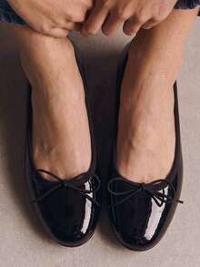 océvelle Damen Herbstschuhe, einfarbig, modisch, elegant, für Urlaub, Preppy, Pendeln, Basic, Retro, Party, süße Schleife, Ballerinas, für Feiertage, Hochzeit, Büro, Zuhause, ganzjährig, Mary Jane Ballettschuhe, Schulanfang, Schwarz, Low-Top, weiche Sohle, bequem, leicht, runde Zehenpartie, Herbst, Frühherbst, Mädchen, Date, französisches Lackleder, Neujahr, Weihnachten, Halloween, Ramadan, Eid Geschenk - Schwarz - Übersicht 4