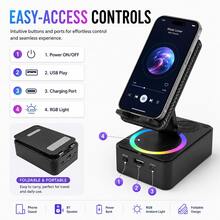 5-In-1 Phone Stand With Wireless Bluetooth Speaker, 360° Adjustable Mobile Device Holder For Smartphones & Tablets, Portable HD Surround Sound Speaker With LED Lights & Emergency Power Bank, Tech Gadget Gift - one-size - View 6