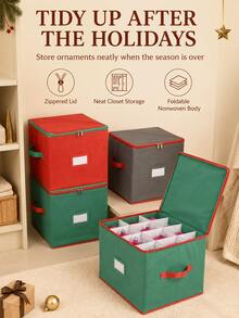 Holiday Decoration Storage Box With Adjustable Dividers, Double Zipper Handheld Storage Bag, Suitable For Holiday Decorations - Multicolor - View 1