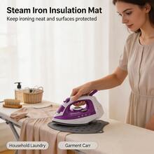 1 Set Silicone Heat-Resistant Ironing Pad, High-Temperature Anti-Scald Steam Iron Tray Mat, Portable Ironing Board Insulation Pad, Durable Non-Slip Iron Rack, Practical Home Laundry Clothing Ironing Accessory, Holiday Gift - Grey - View 2