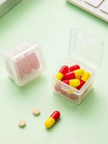12/6/1pc Transparent Plastic Pill Box With Safety Lid, Stackable Multi-Compartment Pill Organizer For Vitamins, Supplements, Medications, Travel And Home Use, Durable Pill Storage Box, Suitable For Office, Handbag Portable Pill Box - View 5
