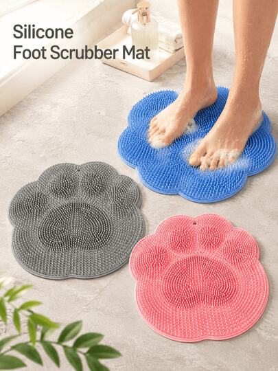 Silicone Shower Foot Scrubbing Mat With Suction Cups, Hands-Free Foot Cleaner And Back Brush, Flexible Foot And Back Massage Pad, Bathroom Home Essential, Home Accessory, Body Care Tool, Gift For Women And Men